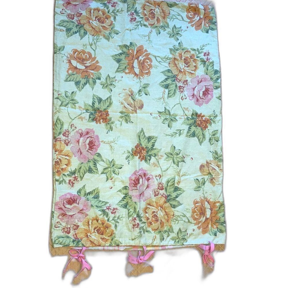 POTTERY BARN Teen LINEN Pink and Orange Roses Tie Closure Sham NEW Size Standard